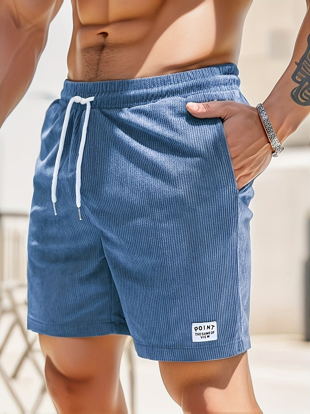 Heren Zomerse Katoenen Korte Broek met Gestreept Ontwerp